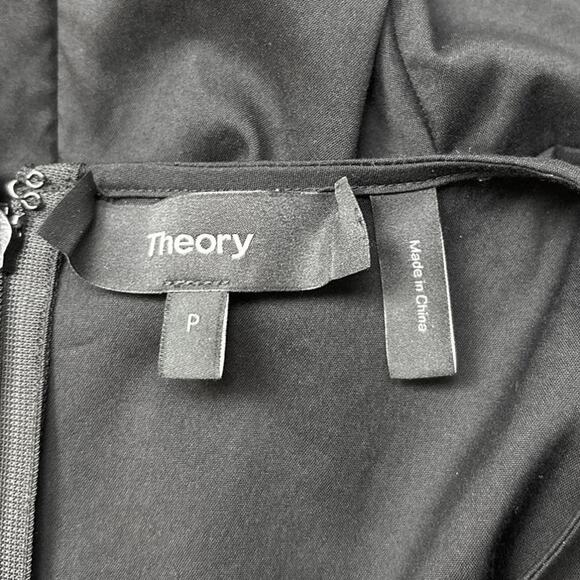 Theory Carrian H Women’s Black Short Sleeve Cotton Peplum Zip Blouse Top Sz XSP - Picture 7 of 9